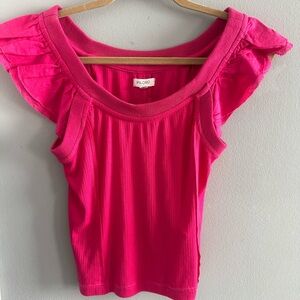 Pilcro Pink Ruffle Short Sleeve top NWT
